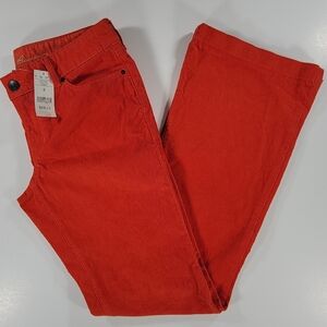 NEW Eddie Bauer Women 2 Slightly Curvy Slightly Flared Corduroy Tangerine Orange
